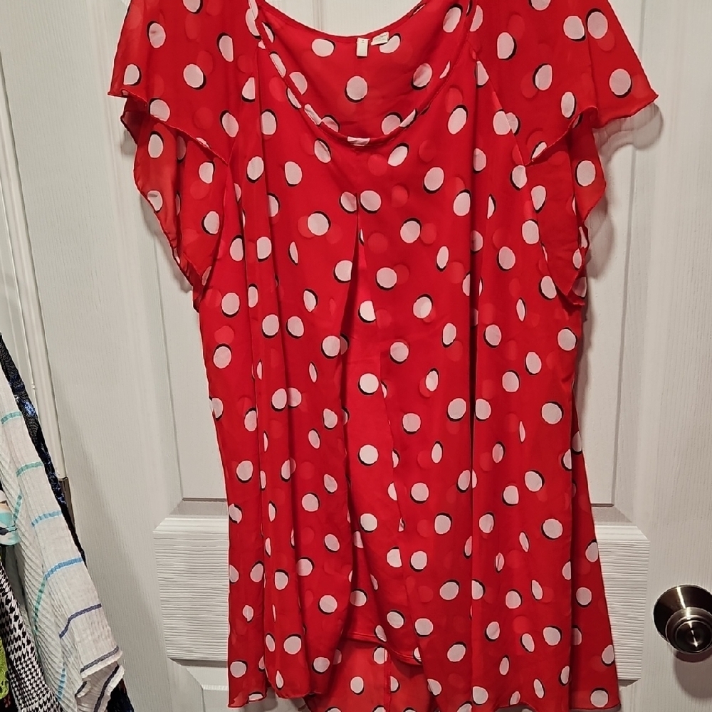 Cato Red Blouse with White Dots